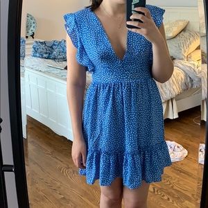 Blue polka dot summer dress